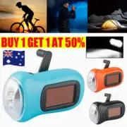Hand Crank Solar Powered Rechargeable LED Camping Emergency Flashlight Torch
