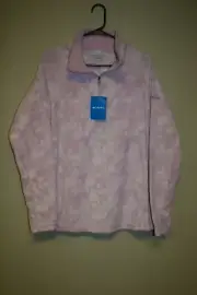 Columbia Full Zip Fleece Jacket Pastel Pink w Coulds Women's XL Giecial IV Print