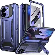 Poetic Spartan Case for Google Pixel 9 Pro Fold 5G, [Hinge Protection][Kickstand][Mil-Grade Protection] Full-Body Shockproof Protective Rugged Cover with Built-in Screen Protector, Midnight Blue