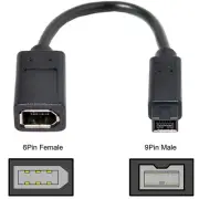 1pc IEEE Cable 1394 6 Pin Female to 1394b 9 Pin Male Firewire 400 to 800 Adapter