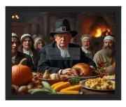 PRESIDENT DONALD TRUMP AMERICAN SETTLER PILGRIM THANKSGIVING 8X10 FRAMED PHOTO