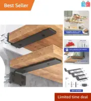 Heavy-Duty 12 Inch Black Floating Shelf Brackets - 6 Pack with 160 lb Capacity