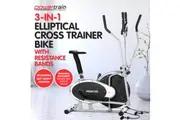 Powertrain 3-in-1 Elliptical Cross Trainer Exercise Bike with Resistance Bands