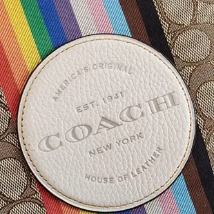 【COACH】Coach Dempsey Tote 22 彩虹托特包 棕拚白色(母親節)