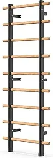 DHT Wood Stall Bar, Swedish Ladder Suspension Trainer with 9 Strategic Rods, for Home, Gym, School and Clinics