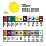 發票】30MM圓點標籤144粒/包(彩色圓點彩色貼紙彩色圓點亮面貼紙圓形標籤圓形貼紙圓型貼紙)