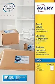 Avery Self Adhesive Parcel Shipping Address Labels, Inkjet Printers, 6 Labels per A4 Sheet, 150 Labels, Quickdry (J8166)