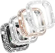 [CHANCHY] 4 Pack Bling Case Compatible with Fitbit Versa 2 Case Screen Protector, Over 200 Crystal Soft TPU Full Protective Case Cover Bumper for Fitbit Versa 2 Smart Watch, Rose Gold/Clear/Silver/Black