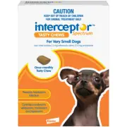 Interceptor Spectrum Chews Worm Control Very Small Dog Brown 3 Chews