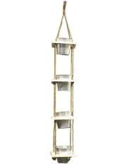 [Fusion Botanicals] 4 Tier Tin Hanging Wooden Pots Plant Stand in Silver