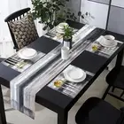 Black and Grey Modern Table Runner and Place Mats Set of 6 Abstract Black and...