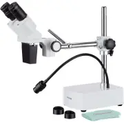 AmScope 10X-20X LED Binocular Stereo Microscope w Boom Arm + LED Gooseneck Light