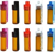 10 pcs Mini Powder Spice Bottle, Spice Powder Tool with Spoon Inside with Micro Funnel Small Storage Bottle, Leak-Proof Portable Glass Pill Box Organizer Case, Random Color Lids, 51mm Height