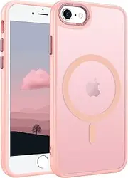 GaoBao for iPhone SE Case 2022/iPhone SE Case 2020/iPhone 8 Case/iPhone 7 Case, Skin-Friendly Touch [Compatible with MagSafe] Magnetic Matte Back Case for iPhone 7/8/SE 2nd Gen/SE 3rd Gen 4.7'', Pink