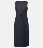 ['S Max Mara] 'S Max Mara Cotton-blend denim shift dress UK 14 blue