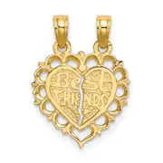 14K Yellow Gold Polished Best Friend 2 Piece Break-Apart Heart Charm