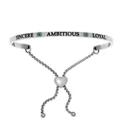 Intuitions Stainless Steel Sincere, Ambitious, Loyal September Dark Blue Birthstone Bangle Bracelet, 7"