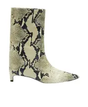 Jil Sander Snake-Printed Low Heel Ankle Boots 35 Nude
