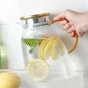 Fridge Door Water Pitcher, Glass Pitcher with Lid for Fridge, 1500ml Glass Pitchers with Handle and Lid, Leakproof Fridge Door Carafe, for Hot/Cold Water Iced Juice Coffee Milk Fruit (1500ml)