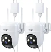 MUBVIEW Security Camera, 2K Wired Outdoor Camera with 360° Coverage, Night Vision, Motion Tracking, 2-Way Talk, IP66, 5G/2.4G WiFi, AI Detection, Local & Cloud Storage, Outdoor Security Camera, 2-Pack