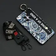 Phone Case Compatible with Oppo Find X8s, Fashion Design Graffiti Wristband Shockproof Durable Kickstand Ring Wrist Strap Anti-Knock Lanyard