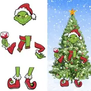 Christmas Grinch Tree Topper Decoration Large Size Cardboard Head Arms Legs Grinch Plugin For Christmas Party Home Decor