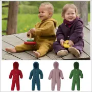 ENGEL Baby Thermal Coverall Romper, 100% Organic Merino Wool Fleece, 0-24 Months