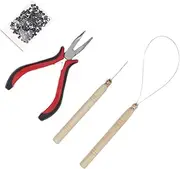 Beavorty Hair Extension Tool Hair Extension Pulling Needle Pliers Tool Hair Styling Tools Hair Extension Pliers Hair Extension Ring Nippers Tool Hair Extension Kit Hair Extensions Links