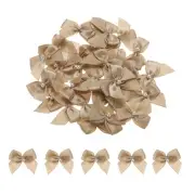40Pcs Mini Dark Yellow Ribbon Bow with Pearl 1" Ribbon Flowers Applique