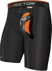 Shock Doctor Compression Shorts Cup Included - Athletic Large, Black