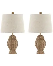 JONATHAN Y Margie Wicker 20.5in Rustic LED Table Lamp