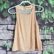 Alice + Olivia Silk Peach Beaded Sequined Tank Top Size Small
