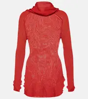 [Victoria Beckham] Victoria Beckham Ribbed-knit turtleneck top AU 8 red