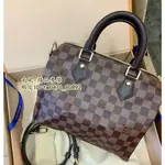 精品二手 LV 路易威登 SPEEDY 25 枕頭包 棋盤格 肩帶款 手提包 單肩包 斜挎包 N41368 波士頓包