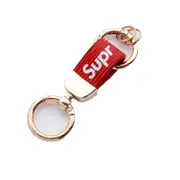 2PCS Car Metal Key Ring Holder Keychain with Two Rings (Red)