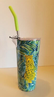 "CHEETAH" STAINLESS STEEL DOUBLE WALL CHILLER W/STRAW 20 FL OZ