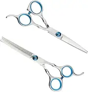 Mikinona 2Pcs Stainless Steel Hairdressing Scissors Flat Cut Teeth Cut Salon Tools for Professional Barbers and Stylists Ergonomic Grip Durable Design