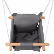 Canvas Baby Swing Wooden Hanging Swing Seat w/Safety Belt Baby Swing Chair