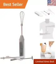 Portable Cordless Mini Mixer with 4 Attachments, Stainless Steel Blades, White