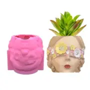 Flower Pot Silicone Mold Blinded Girl Succulent Planter Concrete Mold DIY Craft