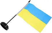 BIUDECO Ukrainian Flag Base Ornaments Mini Stick Flag with Pole Desk Decor for Office Home
