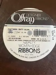 VTG Offray Gold Ribbon 7/8" 10 yards woven edge pattern 5471 color 3