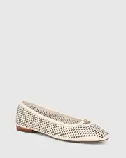 Aimle Off White Pebbled Leather Ballet Flat
