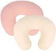 Nursing Pillow Cover - 2-Pack Muslin Cotton Removable Covers for Breastfeeding Pillows, Ultra-Soft Baby Feeding Pillowcase for Newborns, Fits 22.5"x18" Pillows (Pink & Cream)