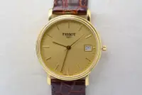在飛比找Yahoo!奇摩拍賣優惠-《寶萊精品》Tissot 天梭表金黃圓型石英男子錶