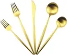 Matte Gold Silverware Set, 5-Piece 18/10 Stainless Steel Satin Finish Flatware S