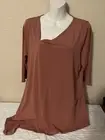 Alfani Womens Top Pullover Triangle Hem Side V Neck Large Pink Mauve 3/4 Sleeve