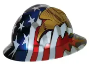 MSA AMERICAN EAGLE FULL BRIM CONSTRUCTION SAFETY HARD HAT W/ RATCHET SUSPENSION