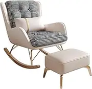 CADYNN Living Room Reclining Rocking Chair,Rocking Chair with Foot Stool,Balcony Relaxing Chair,Modern Soft Sleeper Armchair,Bedroom Lounge Living Room Reading Chair(Beige)