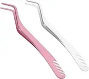 FOMIYES 2Pcs Stainless Steel Eyelash Applicator Tool Durable Lash Tweezers for Easy Makeup Application Convenient Small Eyelash Tools for Women for False Eyelash Extensions